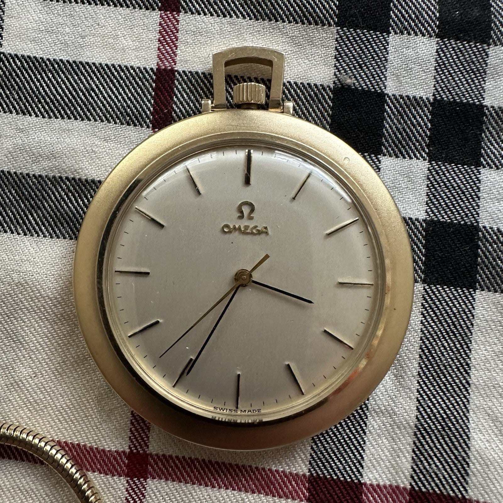 Vintage 1968 14k Omega Pocketwatch and Watch Chain Excellent Condition