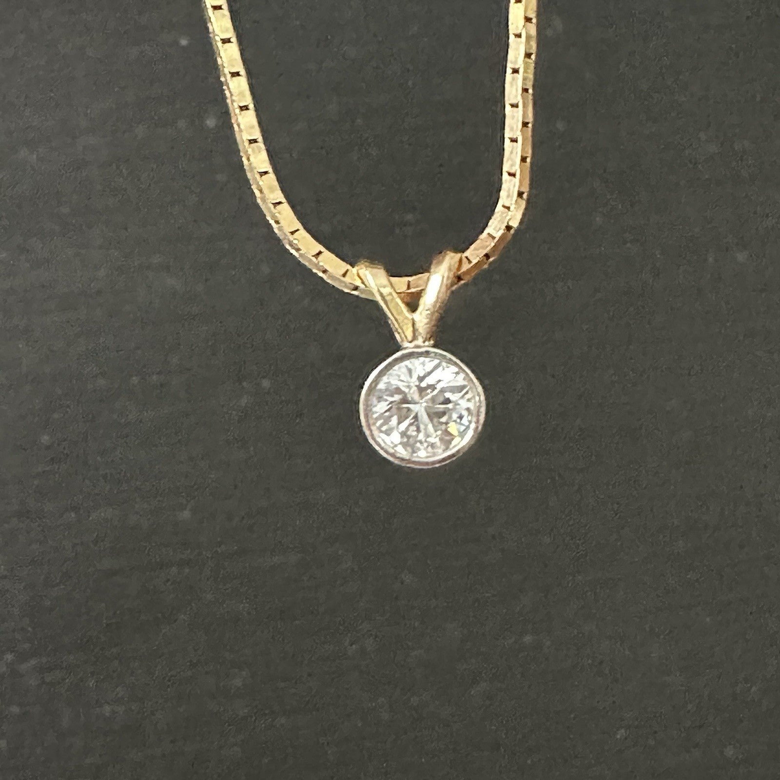 14k Yellow Gold Old European H SI2 Diamond Bezel Pendant  .6 Ct