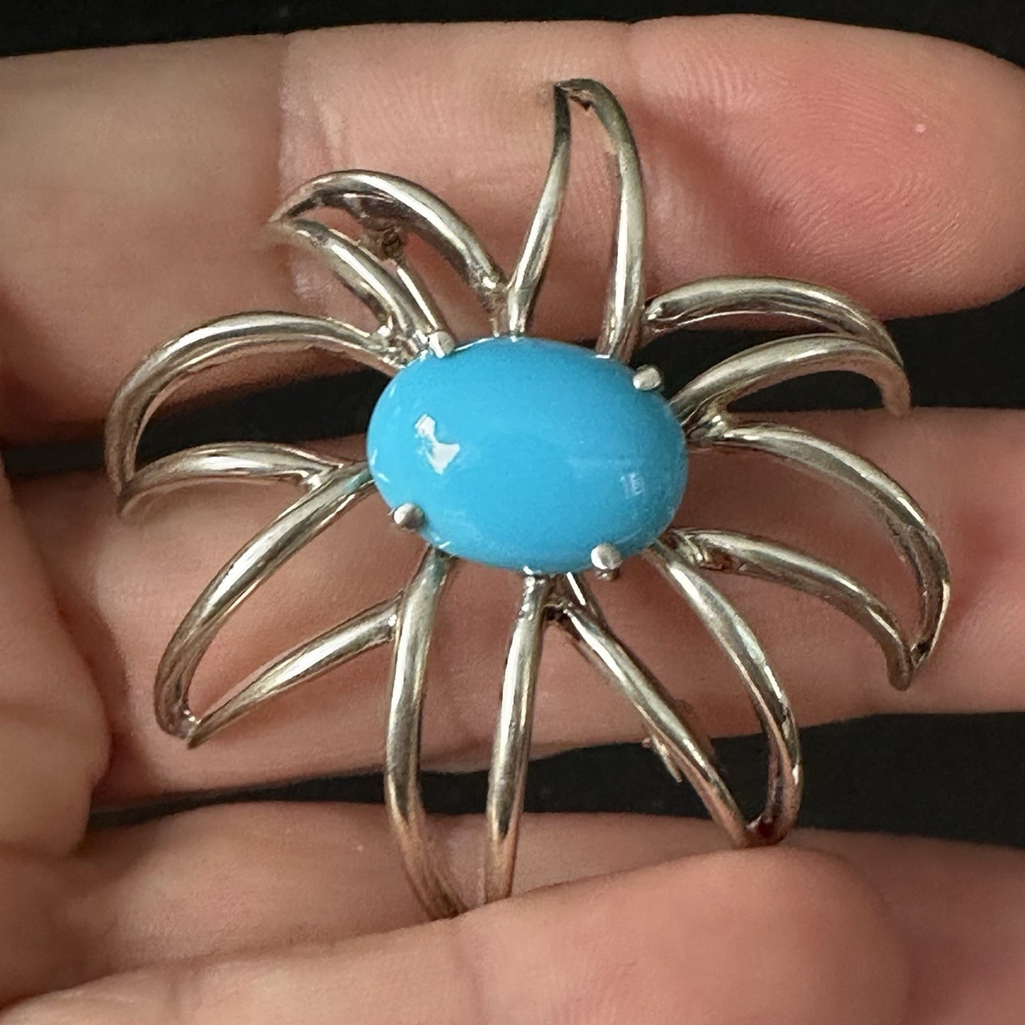 Tiffany & Co Silver Fireworks Turquoise Flower Starfish Brooch Box Pouch