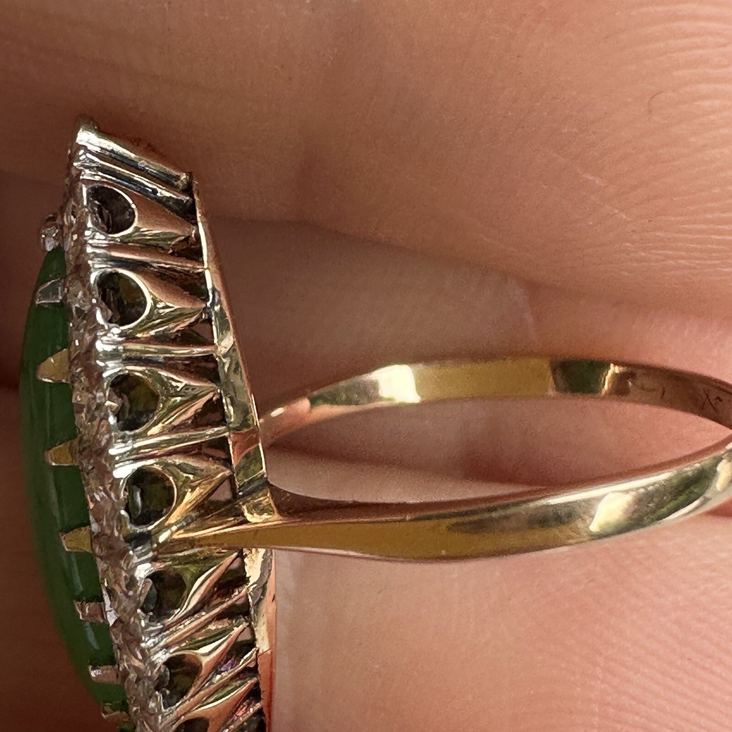 GIA Certified Jade and Diamond Ring Platinum & Gold Jadeite