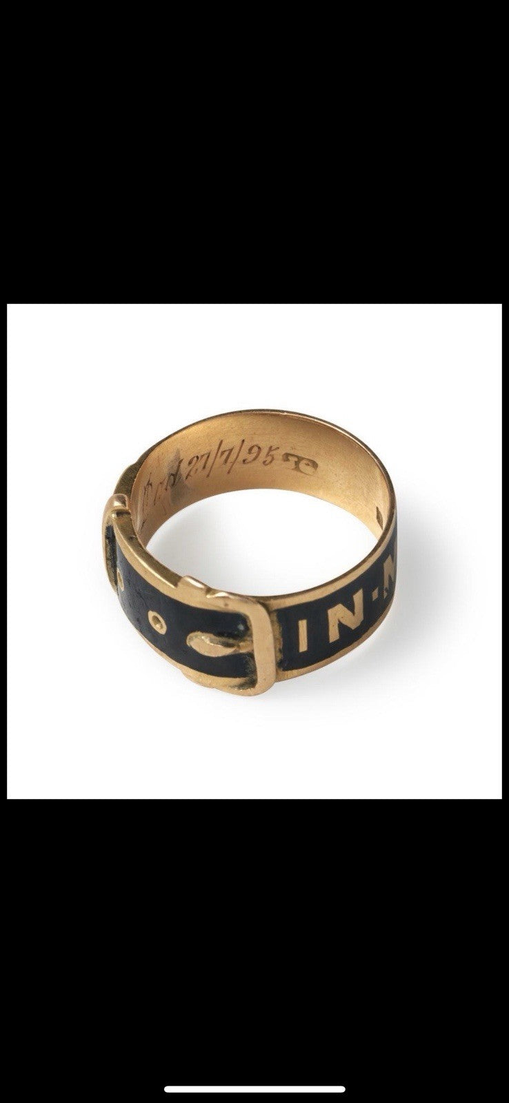 Antique 18k Buckle Memorial Ring C . 1820-1890 Size 6.25