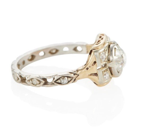 Old European Cut Diamond Platnium Ring Edwardian