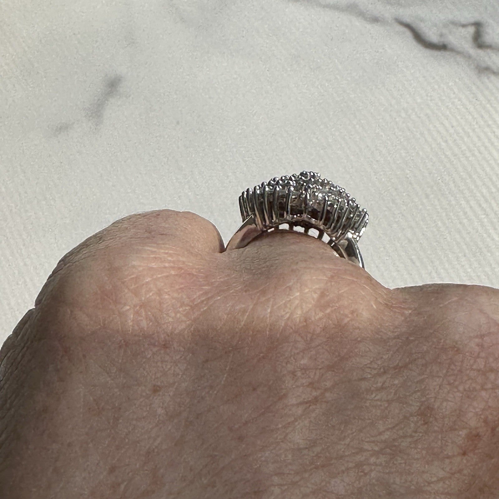 Vintage 10k 1.6 Cttw Cluster Diamond Ring