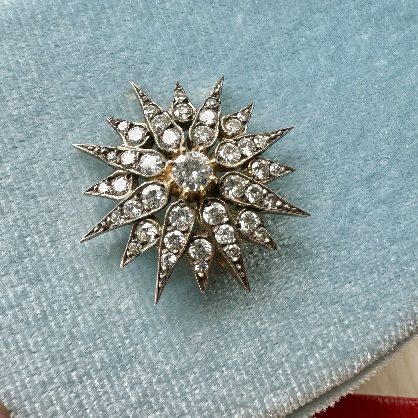 Antique Victorian OMC & Brillant Cut Sterling Over 14k Gold Pendant