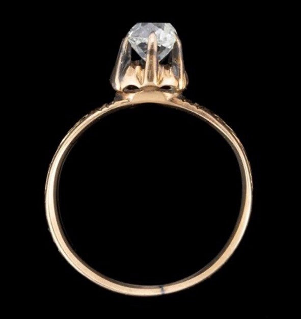Antique Victorian 14k Gold 0.47 Ct Old Cushion Diamond Solitaire Engagement Ring