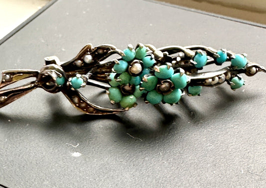 Victorian Bates & Bacon Turquoise Brooch