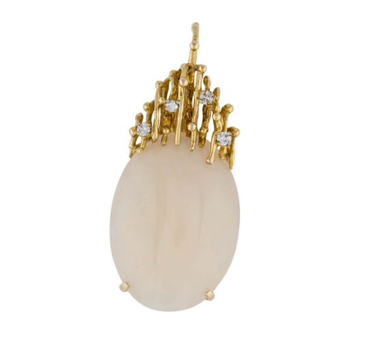 Vintage 14k Opal and diamond pendant