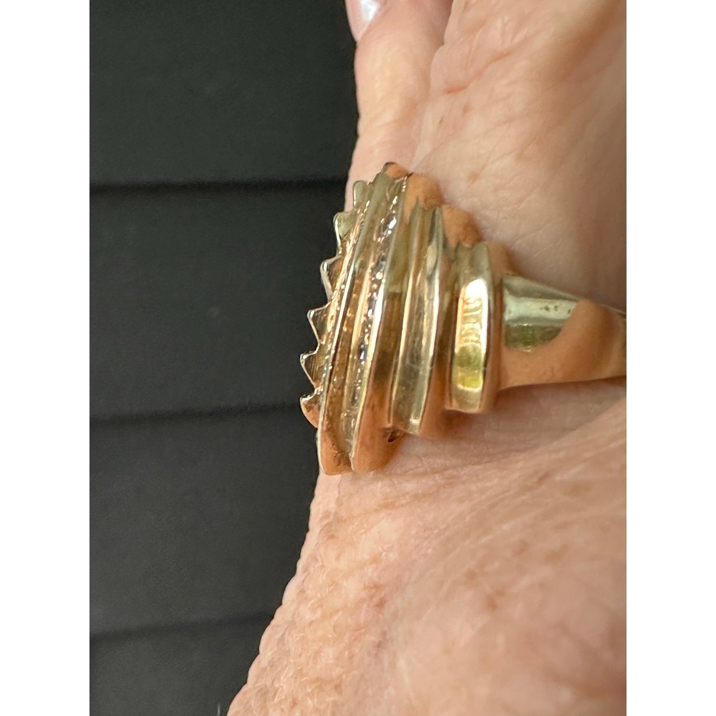 Vintage Retro Diamond Cocktail Ring – 14K Gold, 1940s–1950s