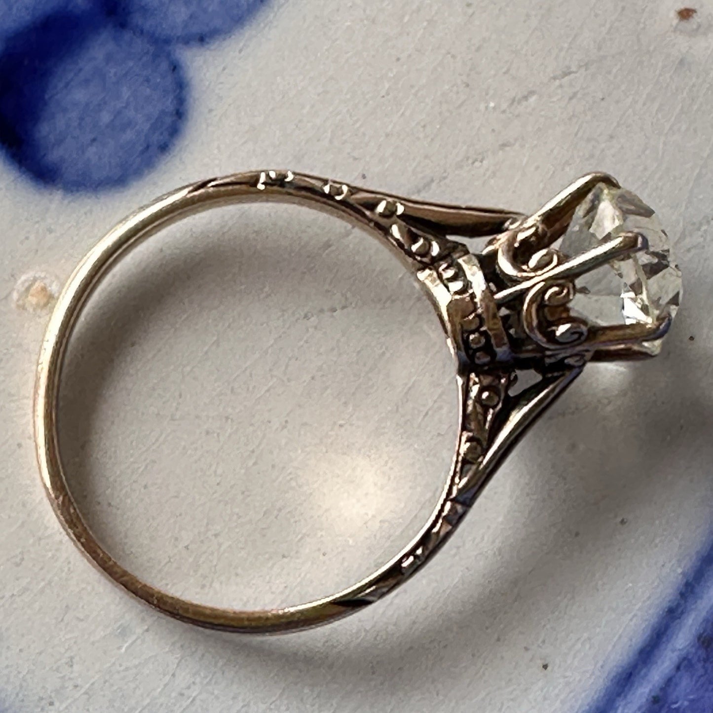 Antique 14k 3 Ct Yellow Sapphire Ring Size 5.5