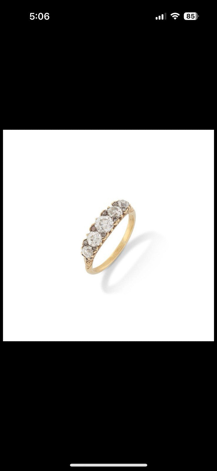 Victorian Old Cushion Cut 1.75 + Cttw  Hoop Ring ( Five Central Diamonds )