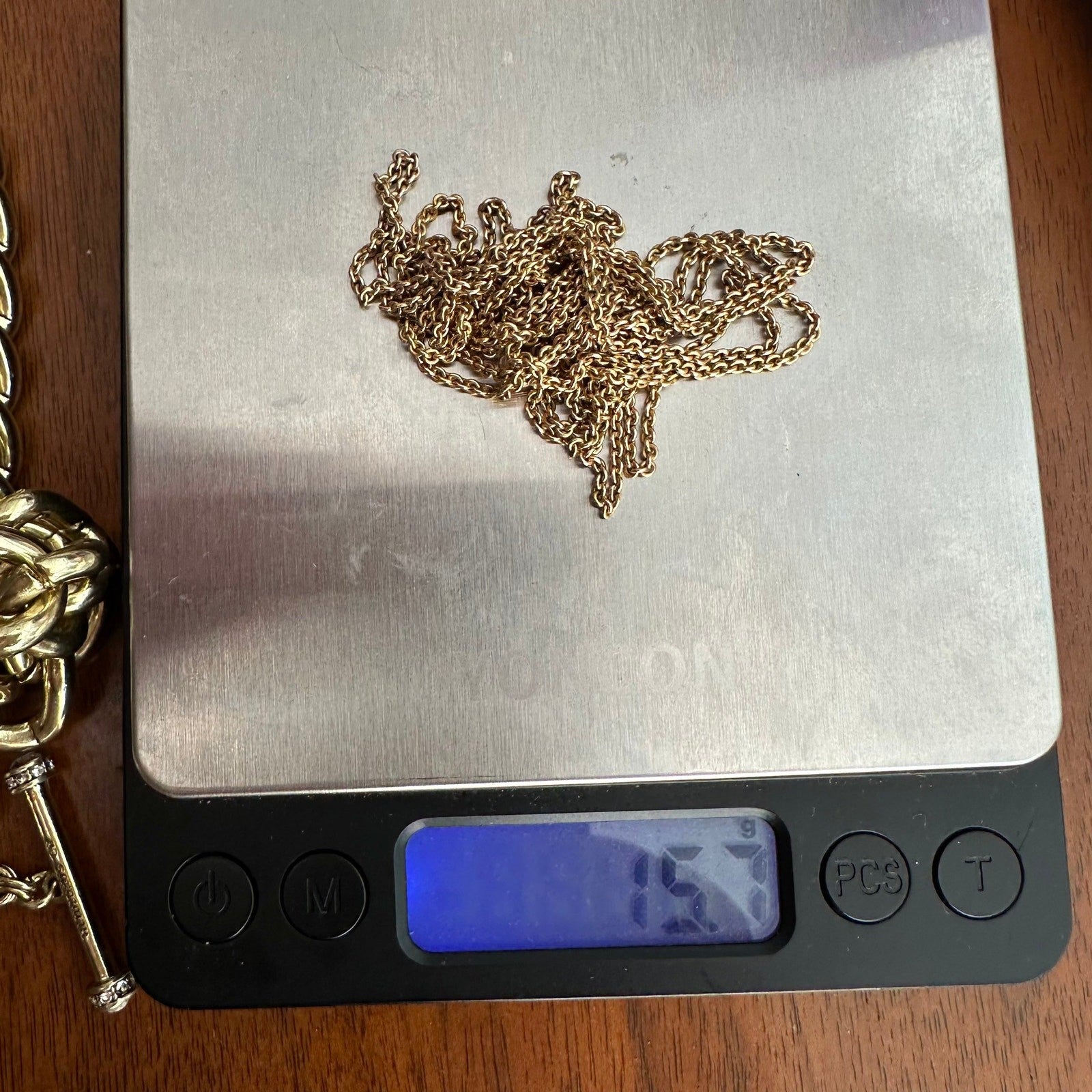 Victorian guard /watch chain 14k baby curblink with swivel dog clip 15.7g