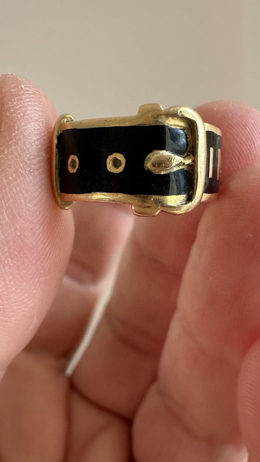 Antique 18k Buckle Memorial Ring C . 1820-1890 Size 6.25