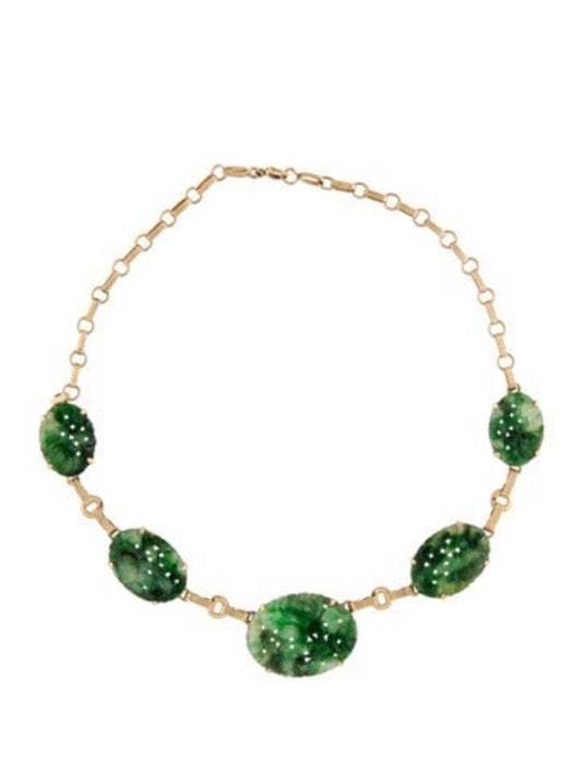 vintage carved jade 14k necklace pendant