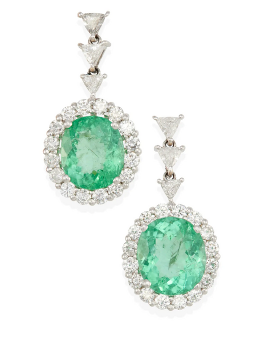 18k Paraiba and Diamond Earrings GIA