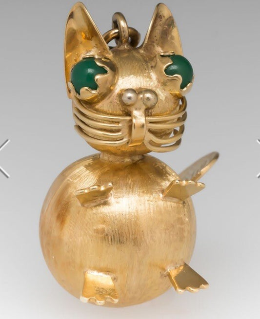 Vintage Italian 14k Fat Cat pendant 7.6g