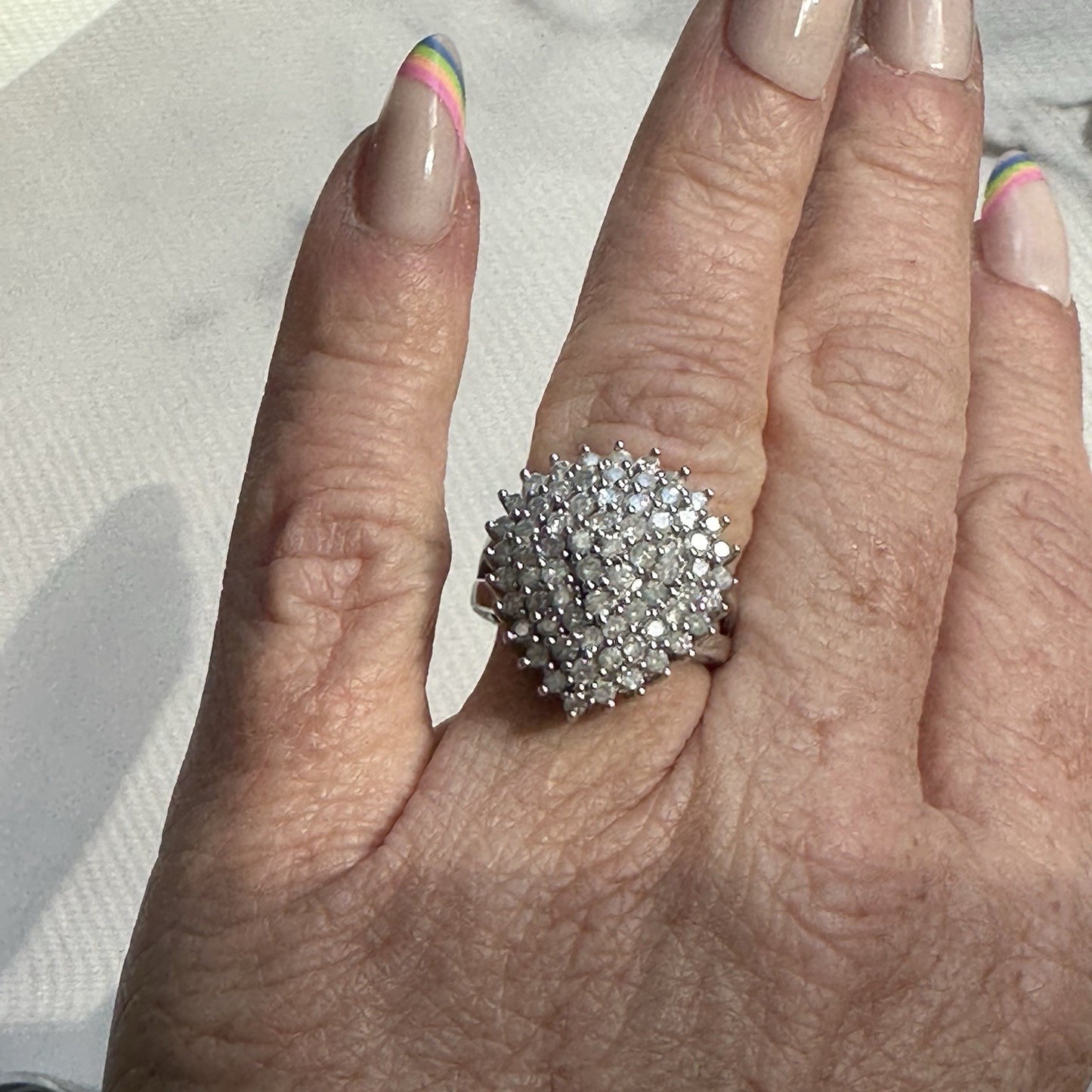 Vintage 10k 1.6 Cttw Cluster Diamond Ring