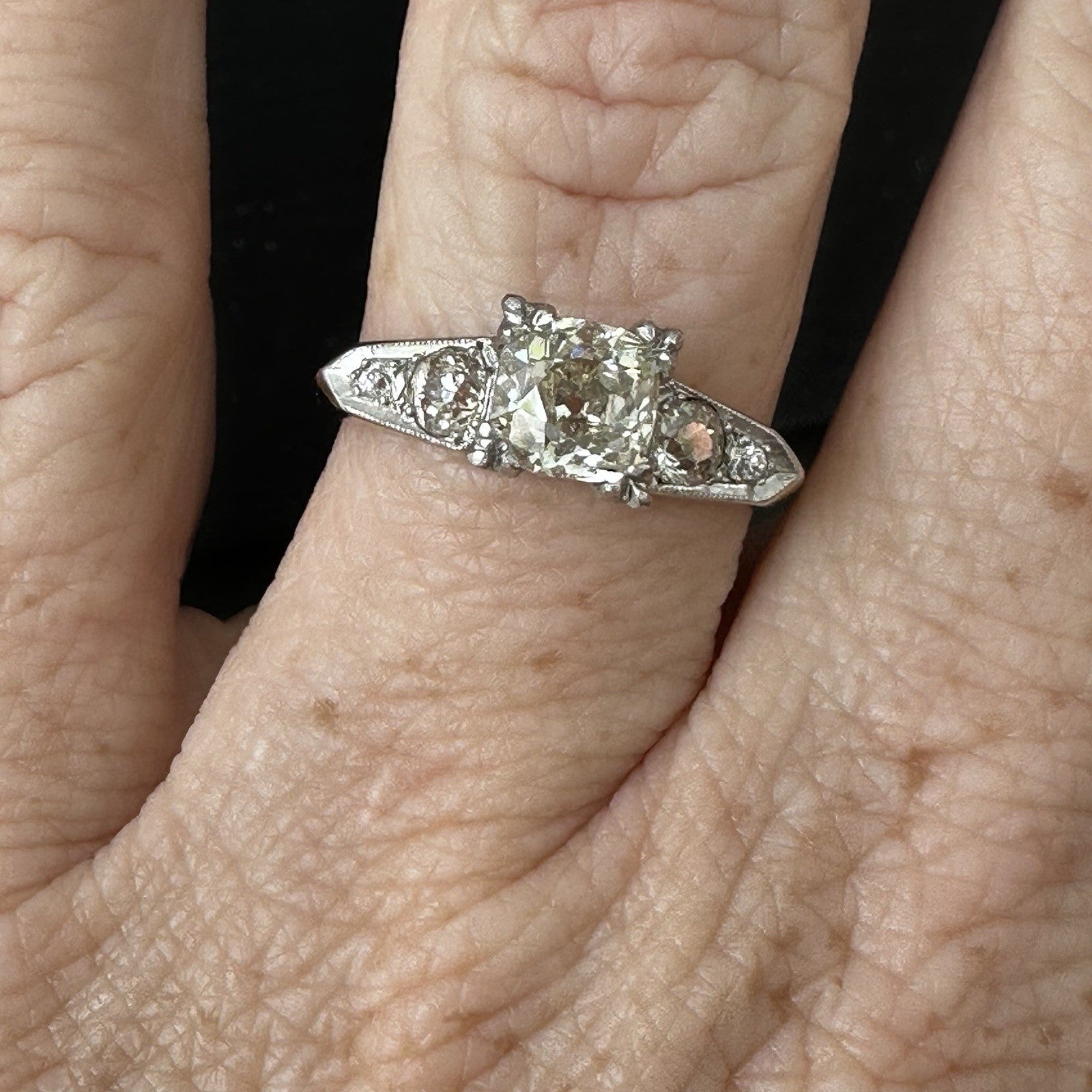 Old European Cut VS1-VS2 Diamond  14k Two Tone Gold  Ring Size 8.25