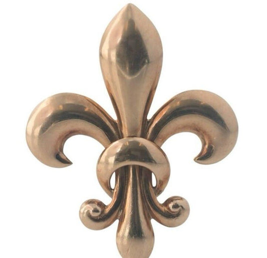 14k Vintage 40's fleur-de-lis brooch/pendant sterling silver beautiful patina