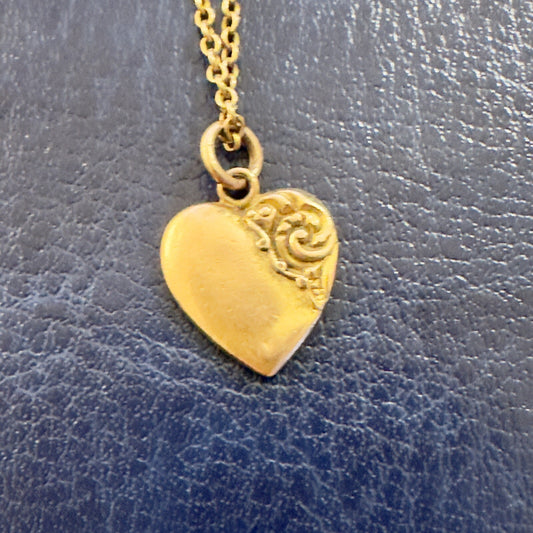 Victorian heart pendant necklace 14k