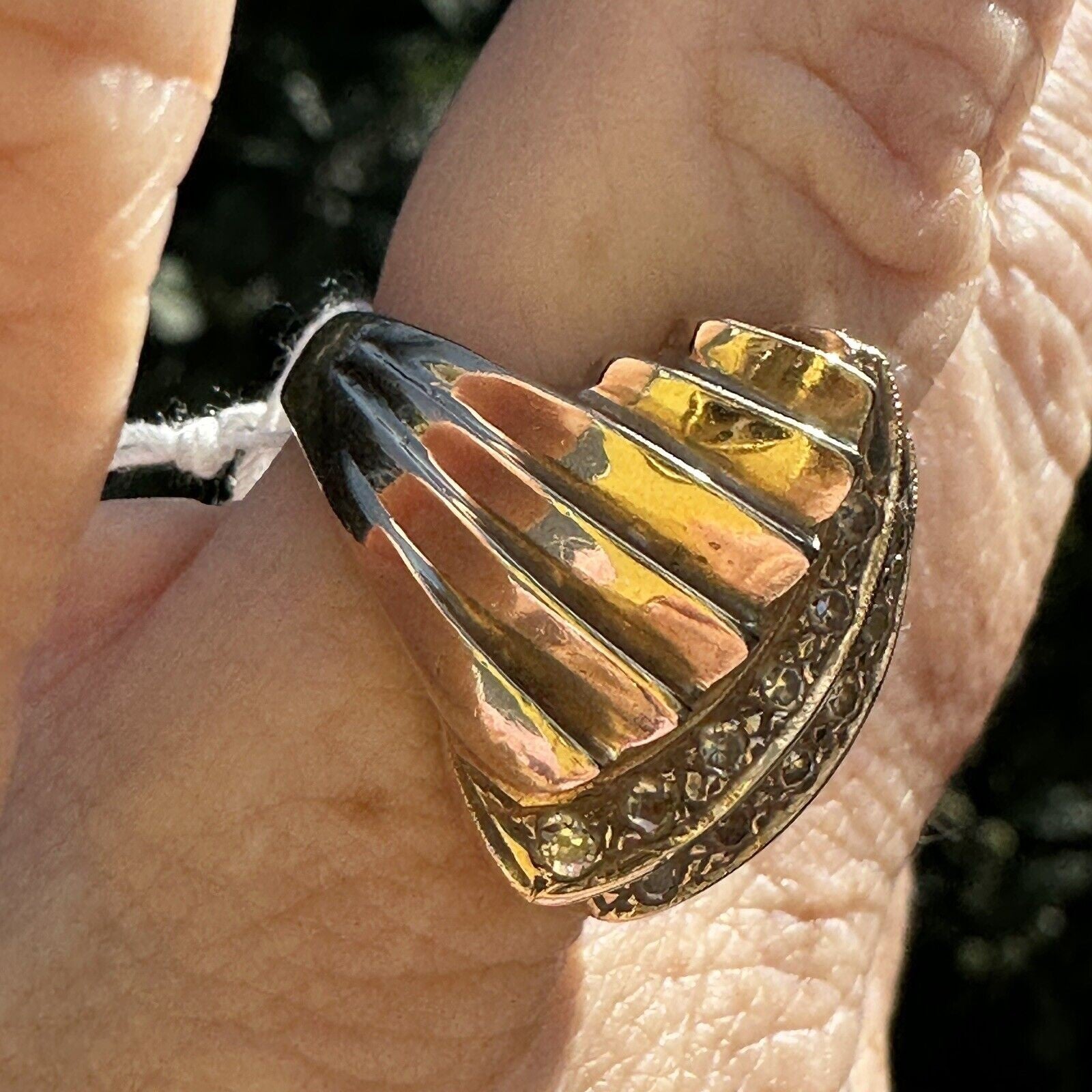 Vintage Retro Diamond Cocktail Ring – 14K Gold, 1940s–1950s