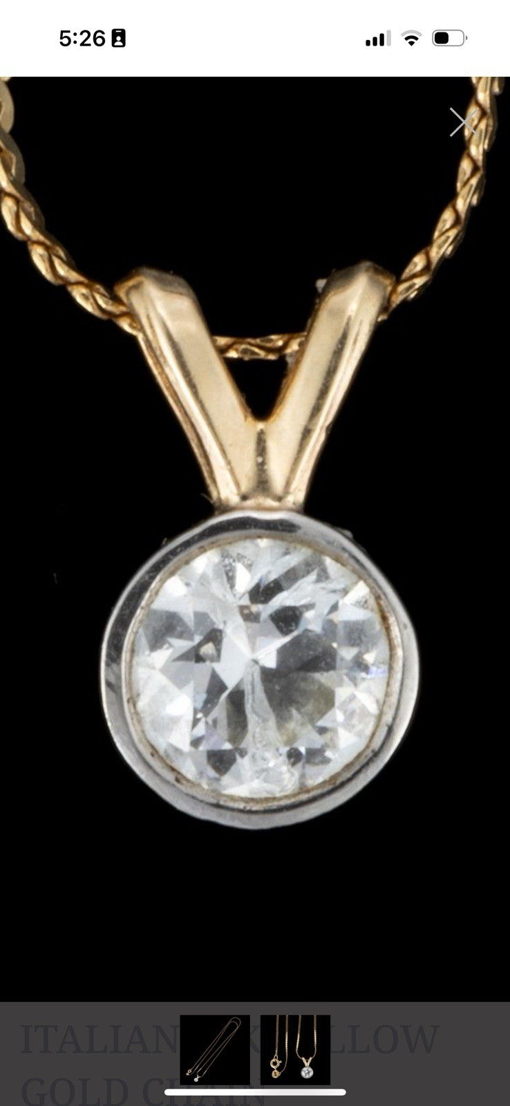 14k Yellow Gold Old European  Diamond Bezel Pendant Only   .65 Ct