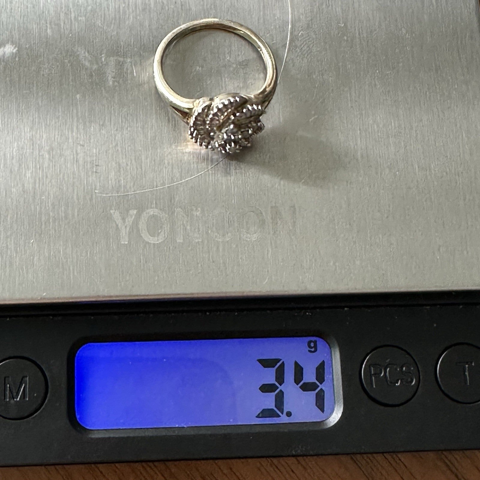 Diamond Sterling Silver Swirl Ring Size 6.75