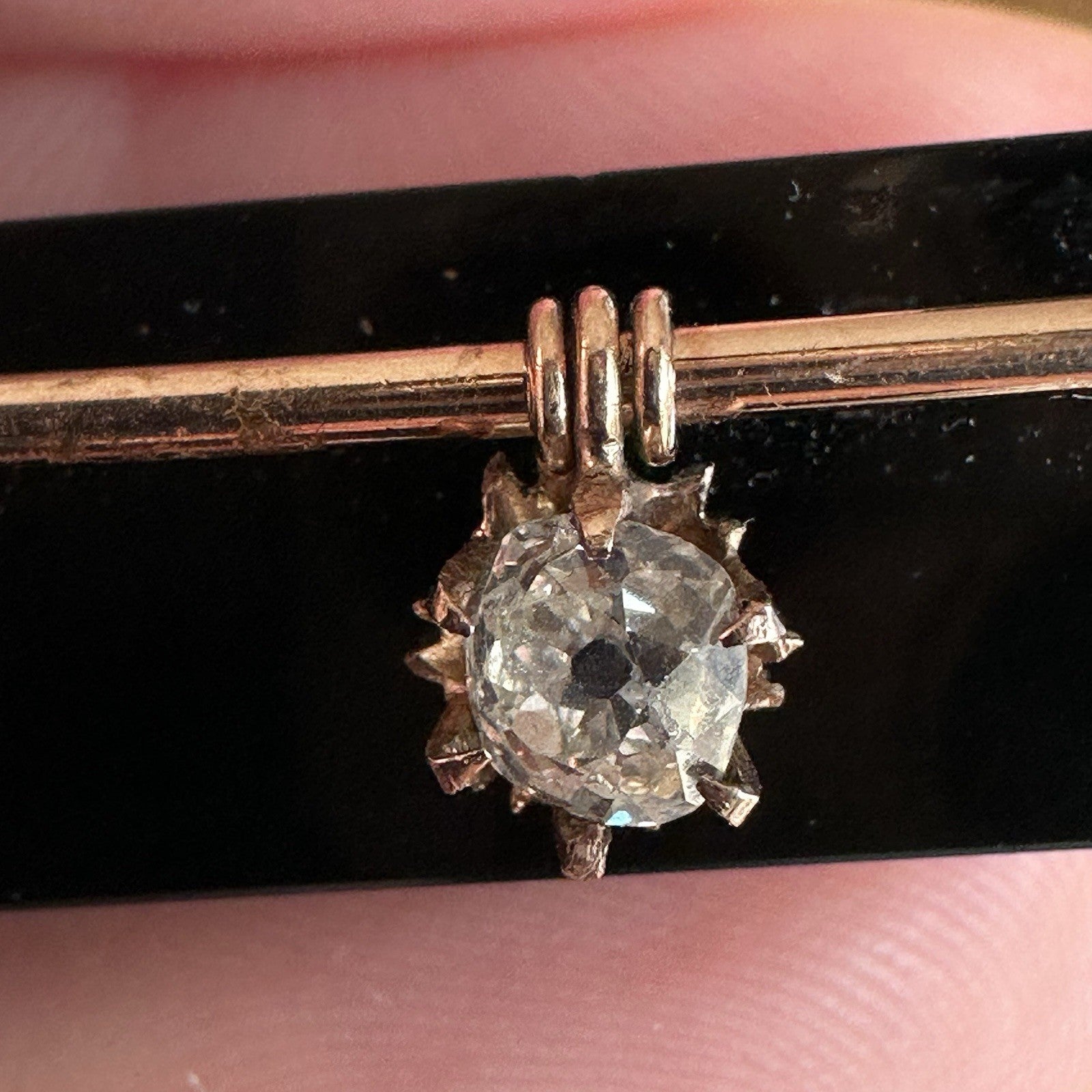 Antique Old European Cushion Cut Diamond Brooch