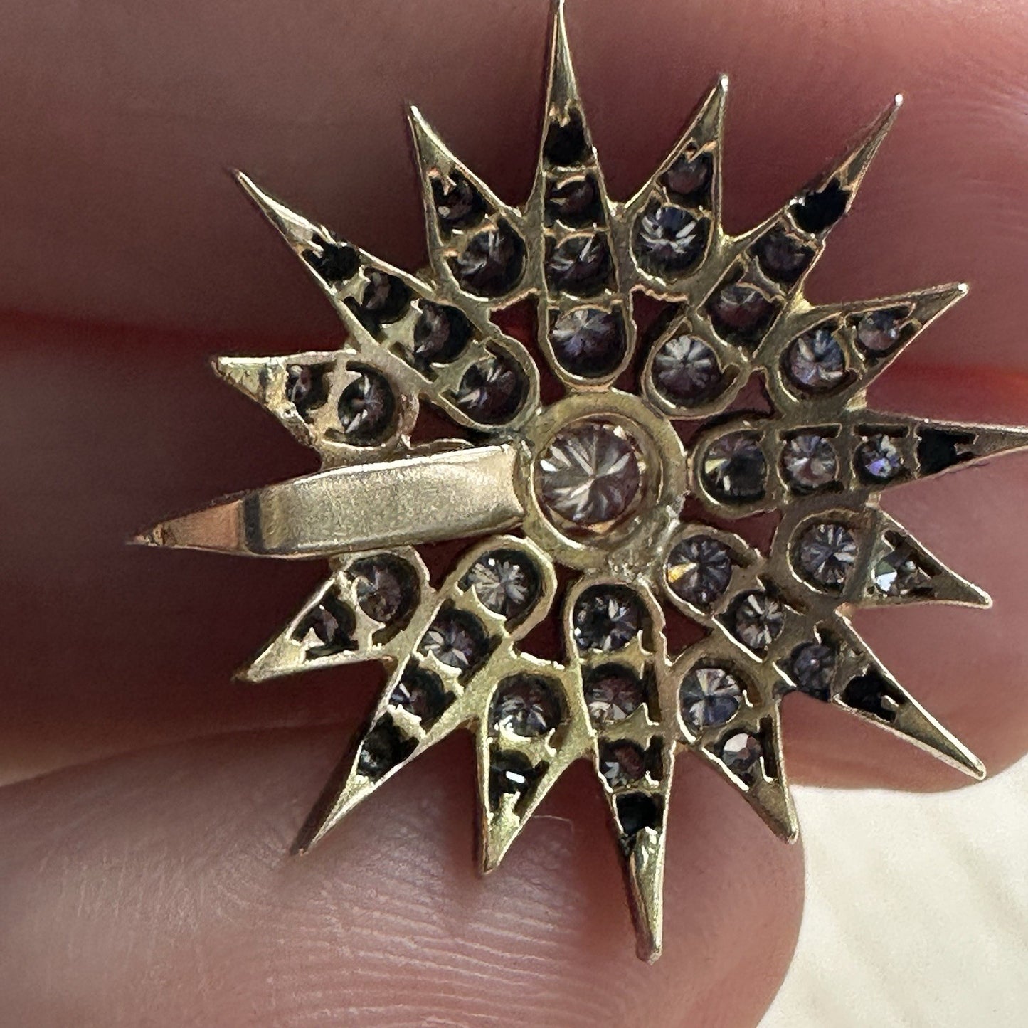 Antique Victorian OMC & Brillant Cut Sterling Over 14k Gold Pendant