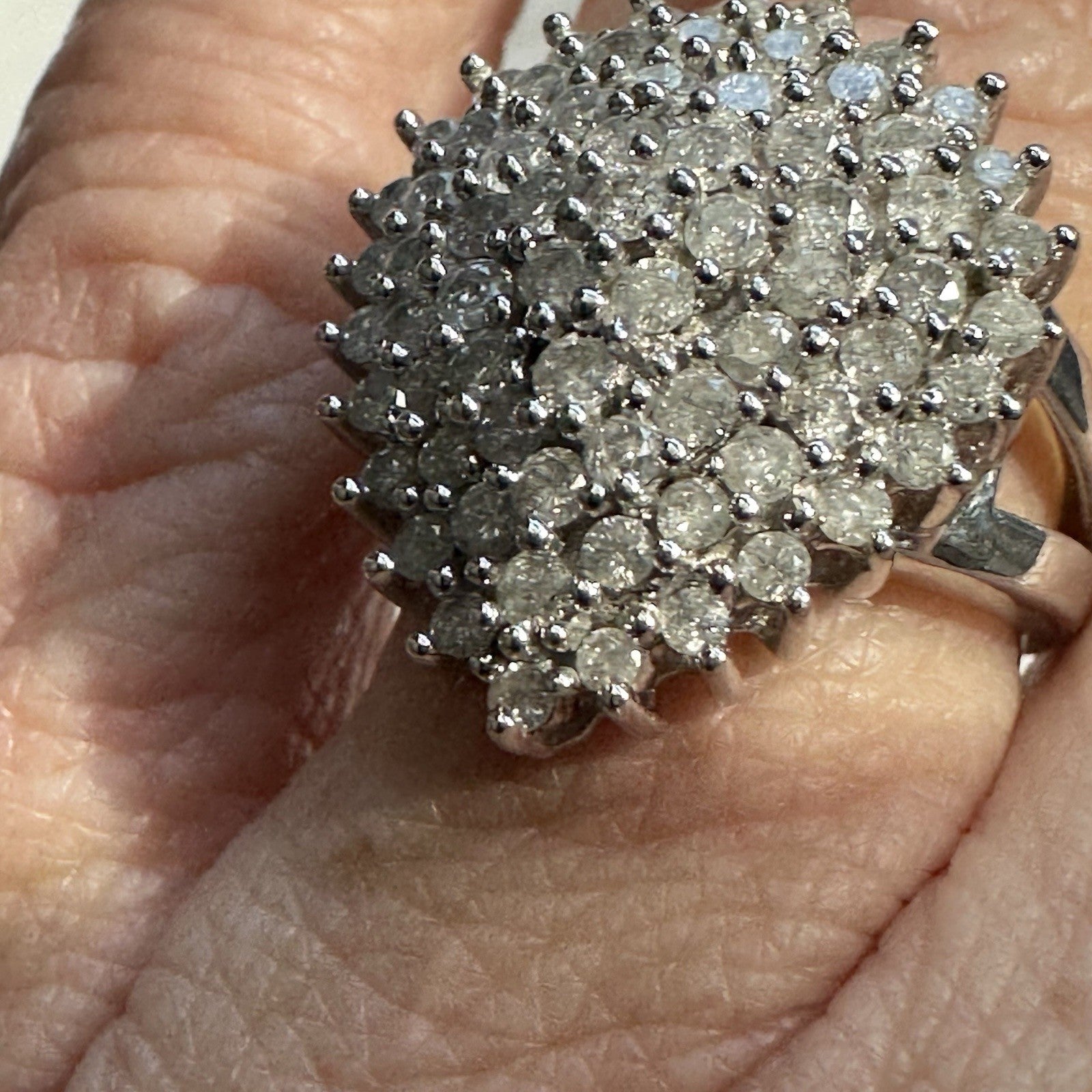 Vintage 10k 1.6 Cttw Cluster Diamond Ring