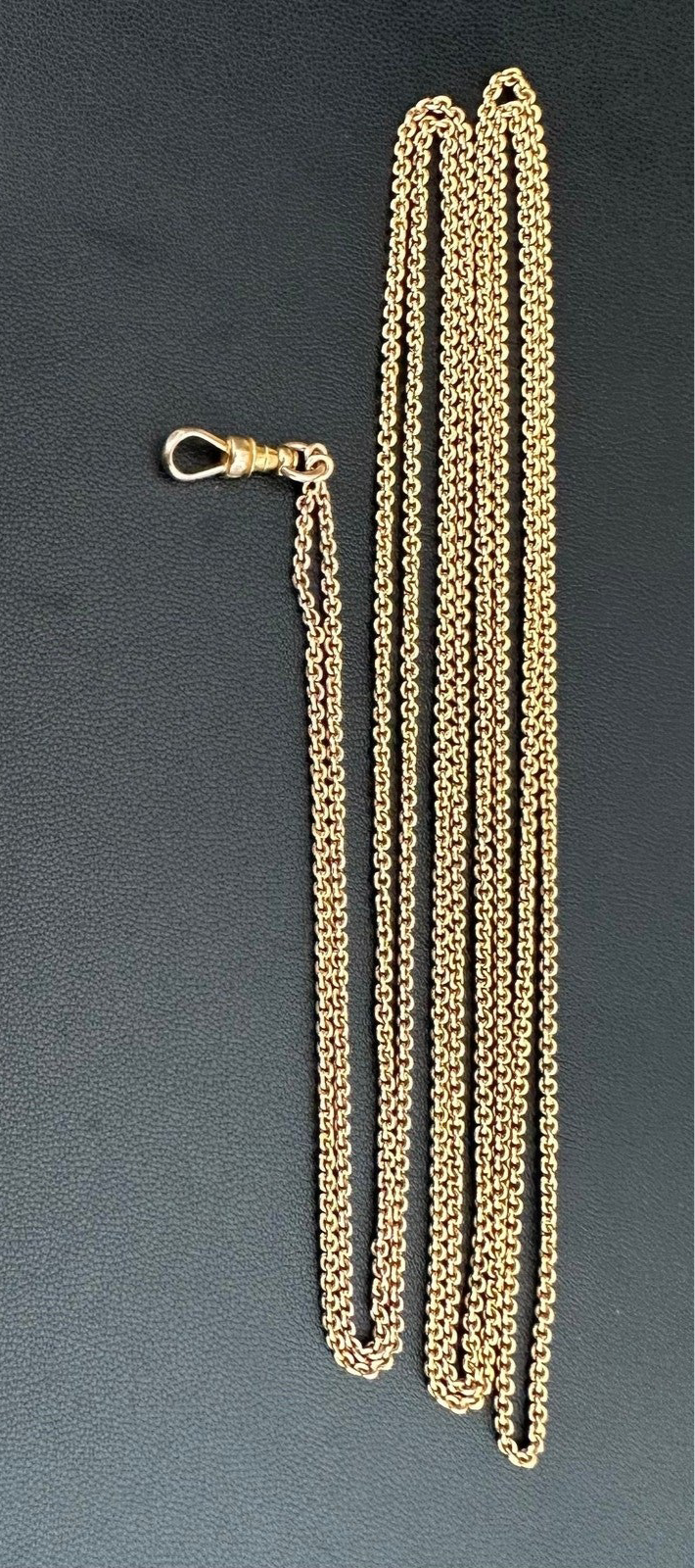 Victorian guard /watch chain 14k baby curblink with swivel dog clip 15.7g
