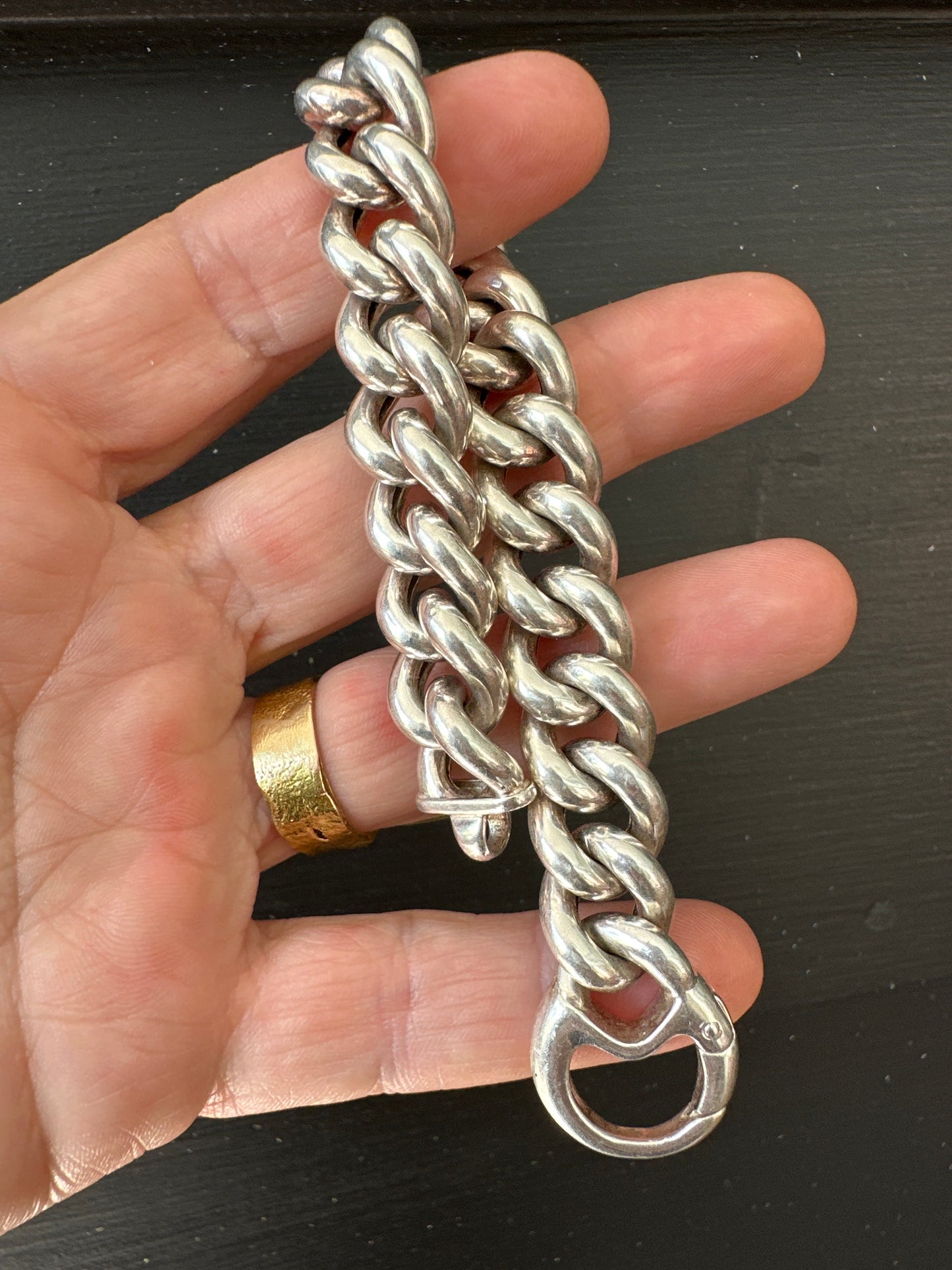 Chunky 8 inch puffy sterling bracelet