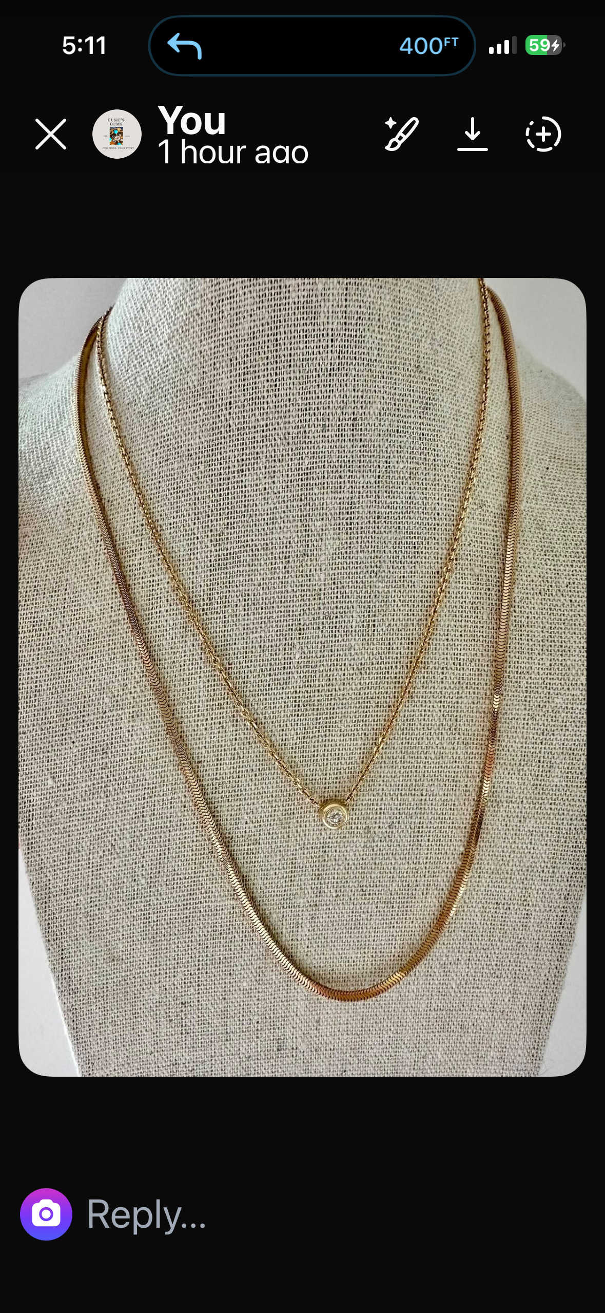14k gold baby biker bezeled  diamond necklace