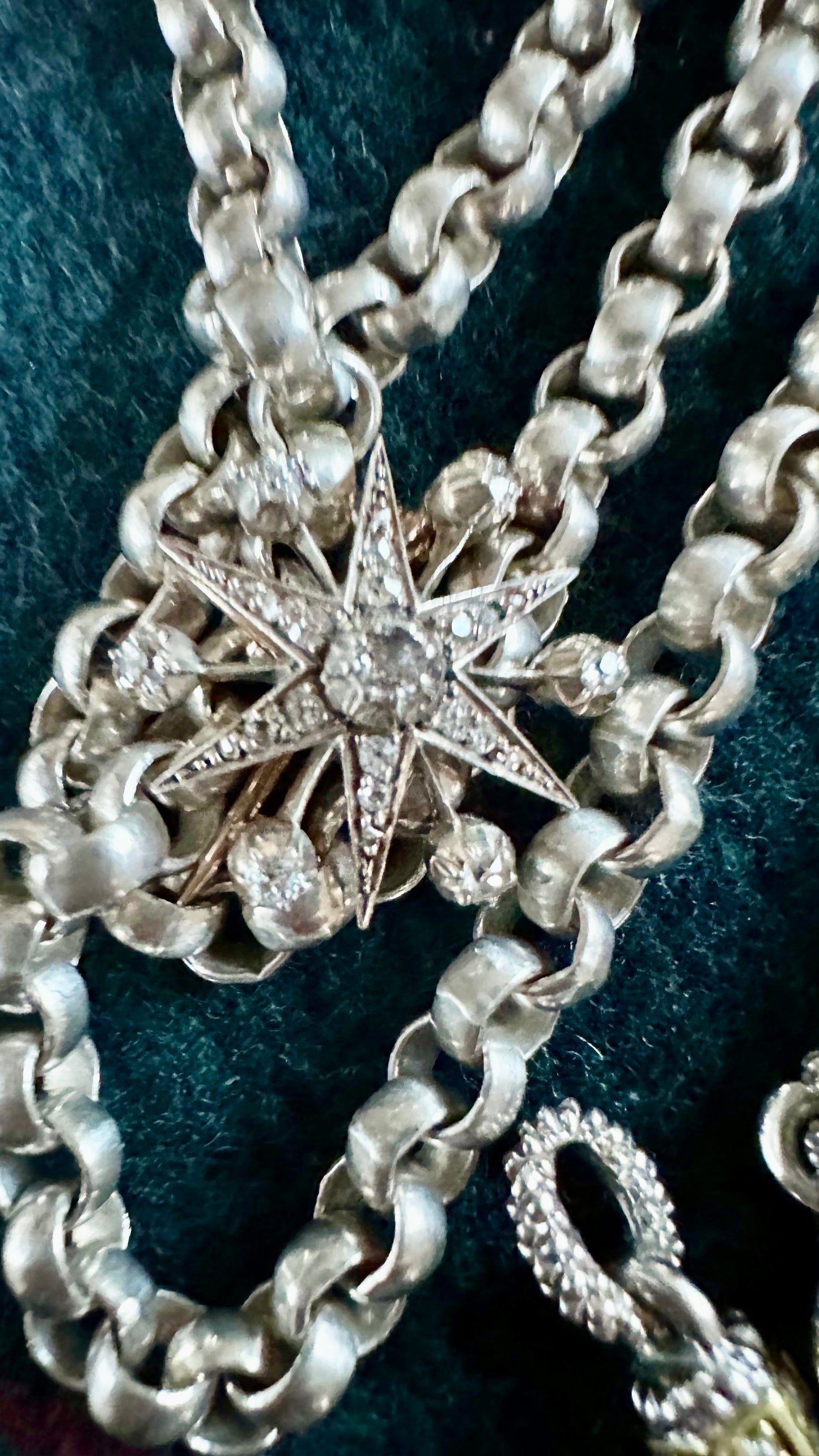 Victorian OMC Diamond Silver & Gold, Starburst Pendant