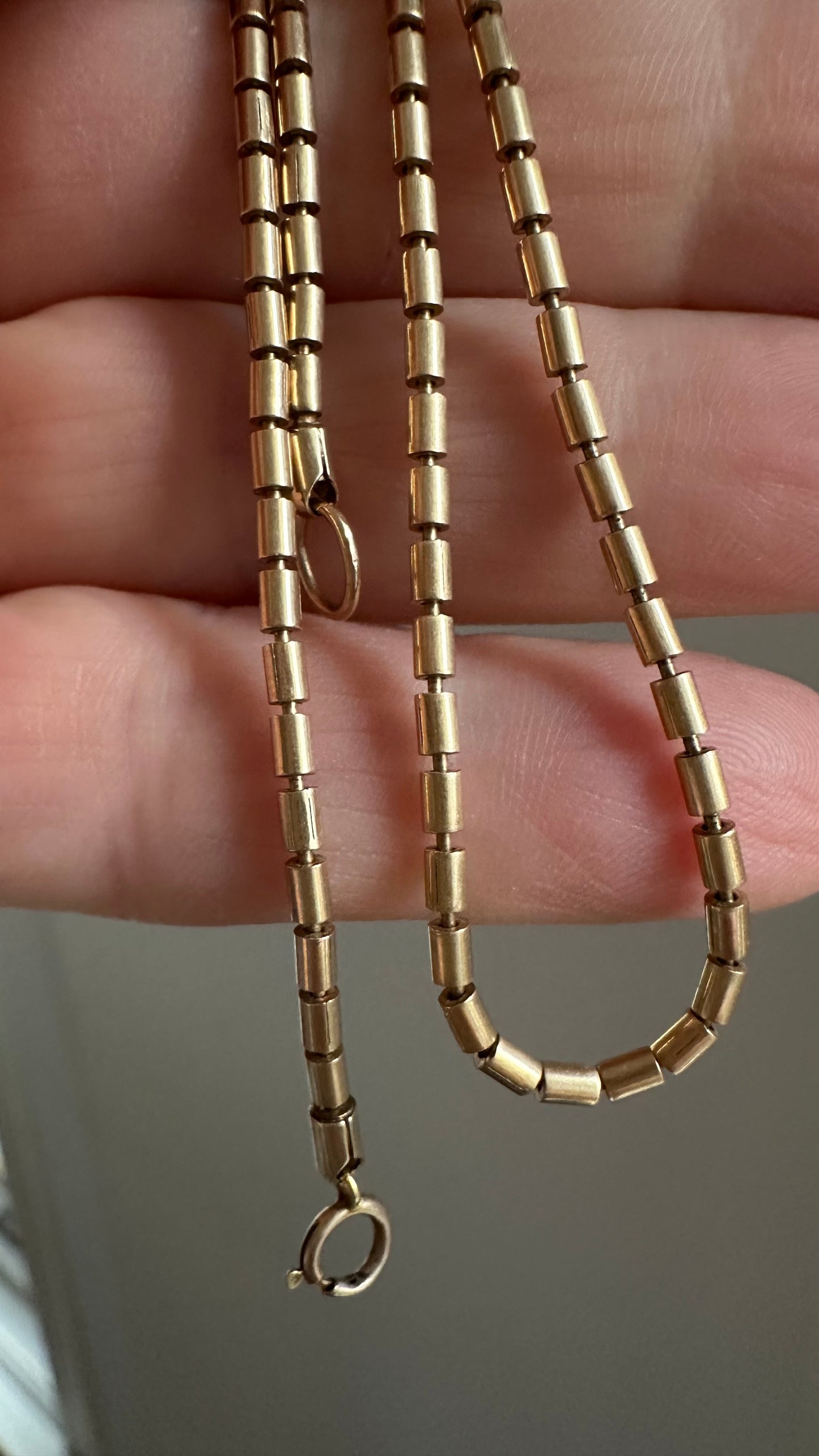 Antique 14K Barrel-Link Chain — 22”