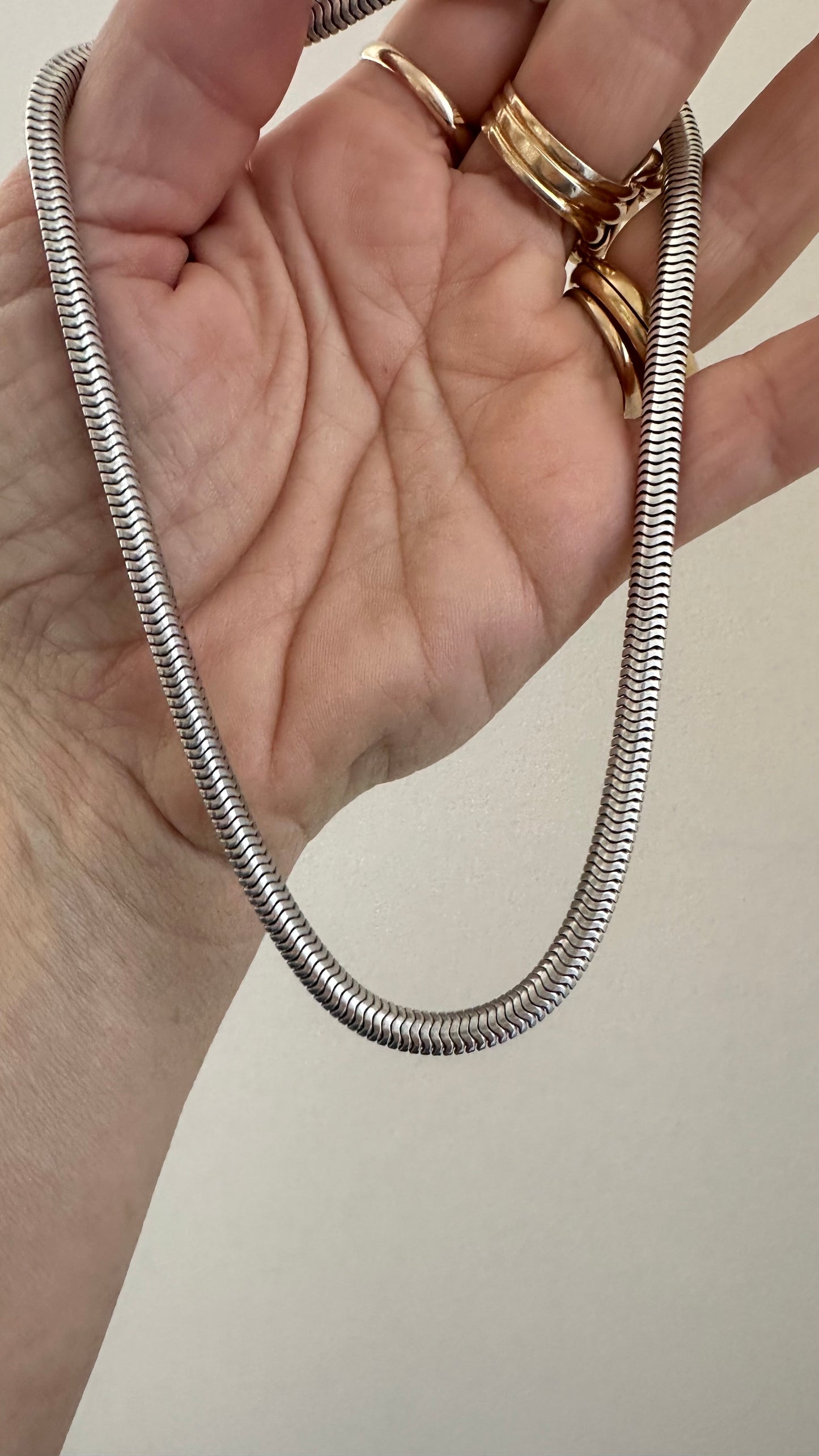 Vintage Sterling snake 16.5” necklace with lobster claps