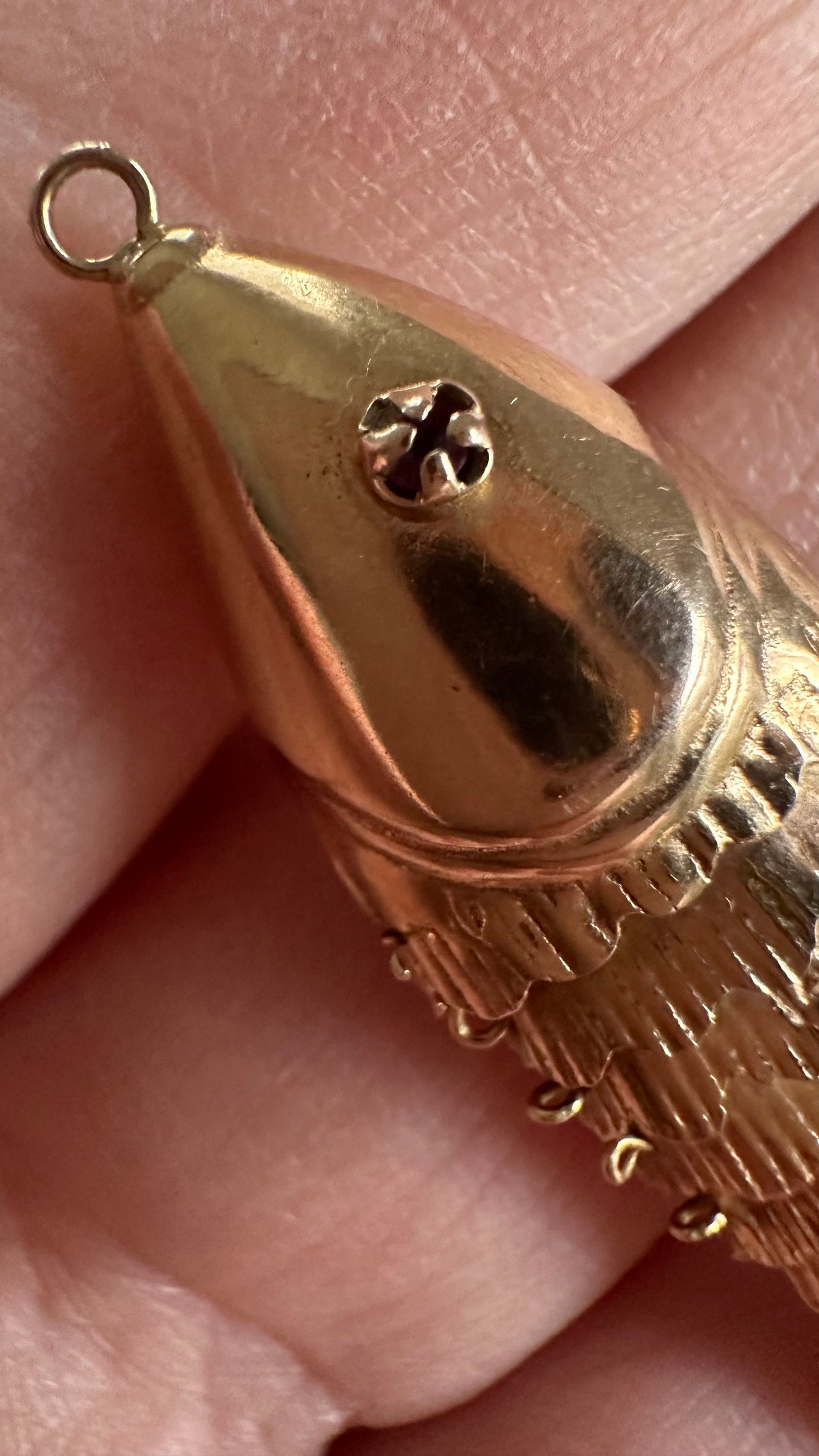 Solid 14K articulated fish charm