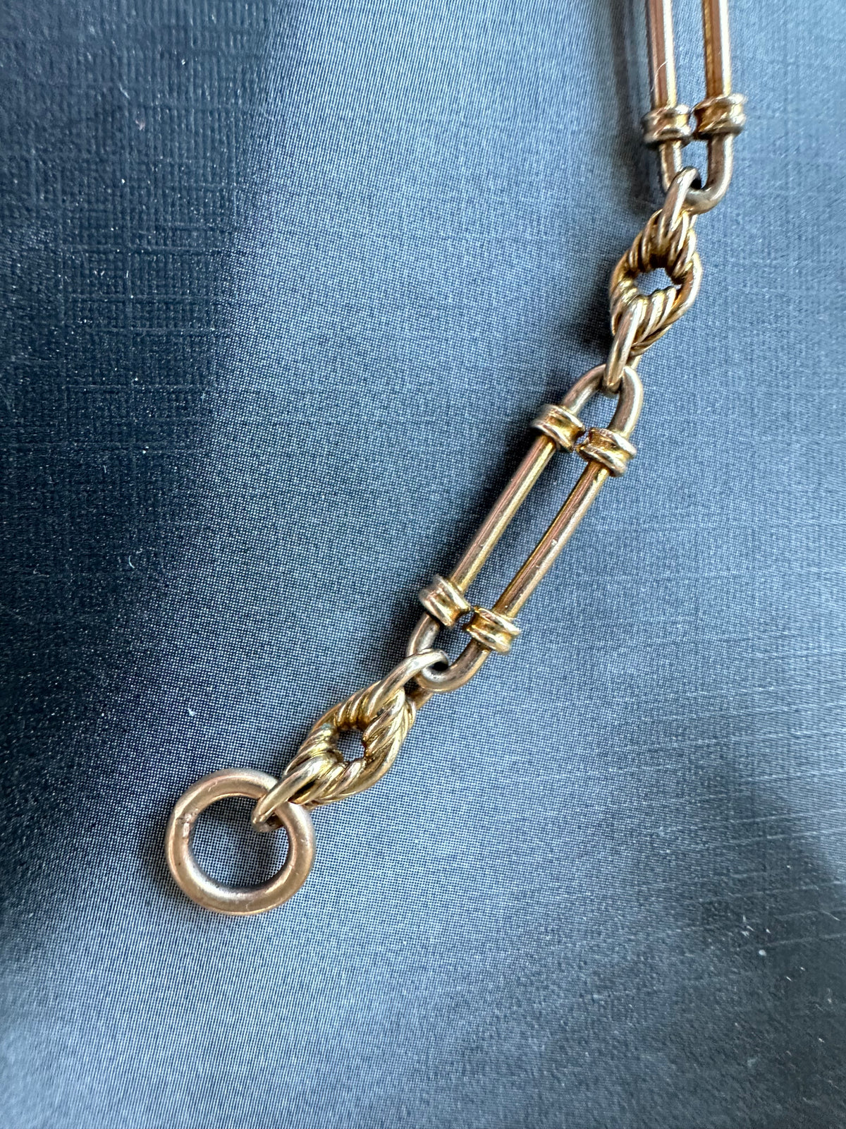 Antique 9k trombone with extender watch chain
