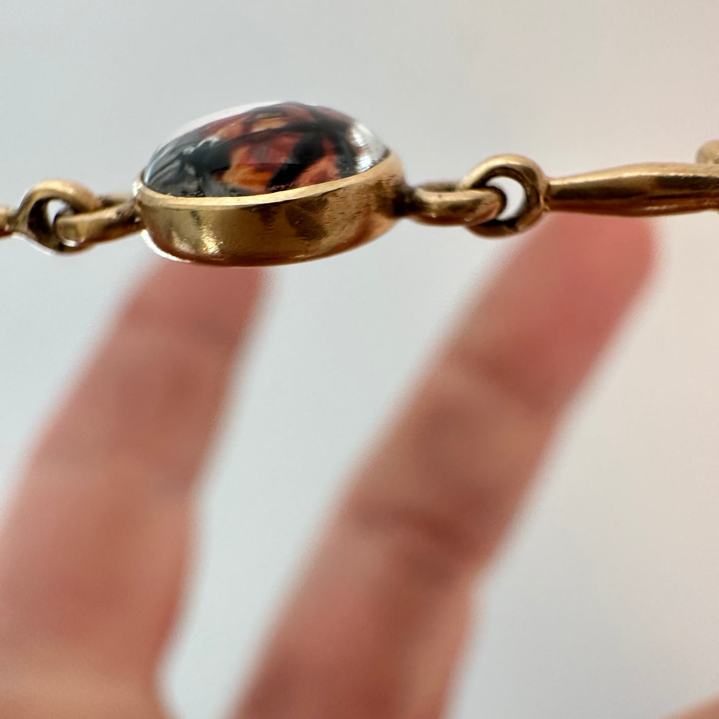 Antique reverse Essex crystal horse bracelet