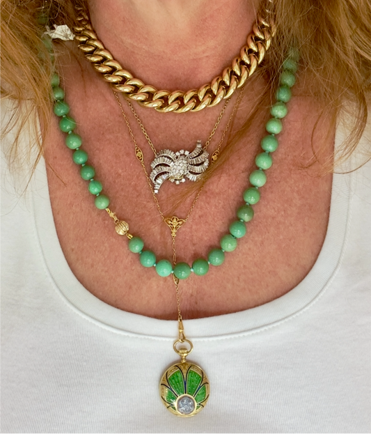 Vintage  14k Gold thick Curb curb Link Necklace 80G