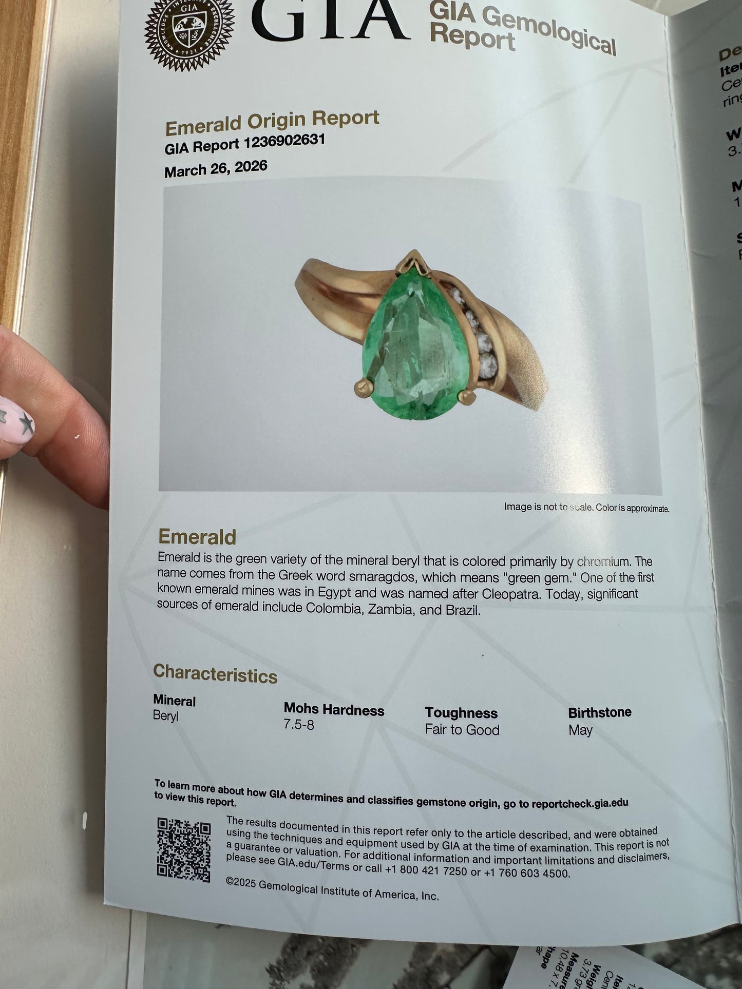 GIA Certified Natural Colombian Pear-Shaped Emerald Ring | 14K Gold Diamond Ring Newly