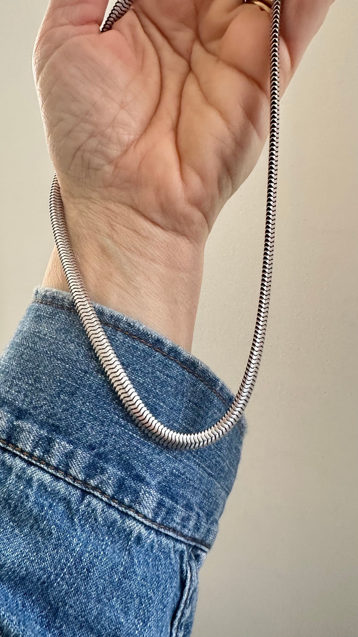 Vintage Forstner sterling silver snake chain neck necklace