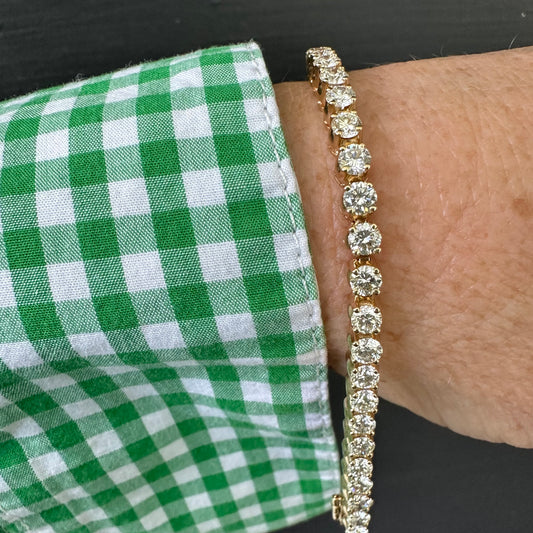 Vintage 14K Gold Natural Diamond Tennis Bracelet | 6.57 Carat Total Weight | VSI | E–F–G Color
