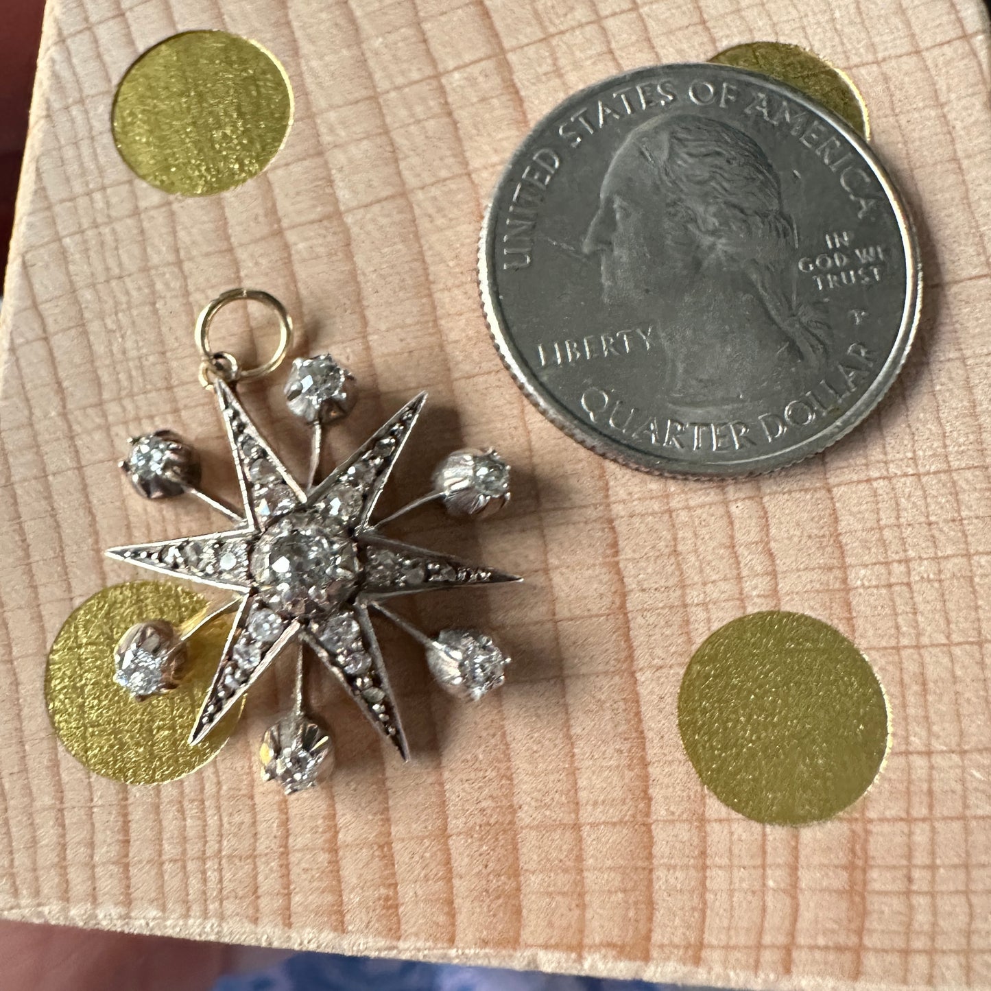 Victorian OMC Diamond Silver & Gold, Starburst Pendant