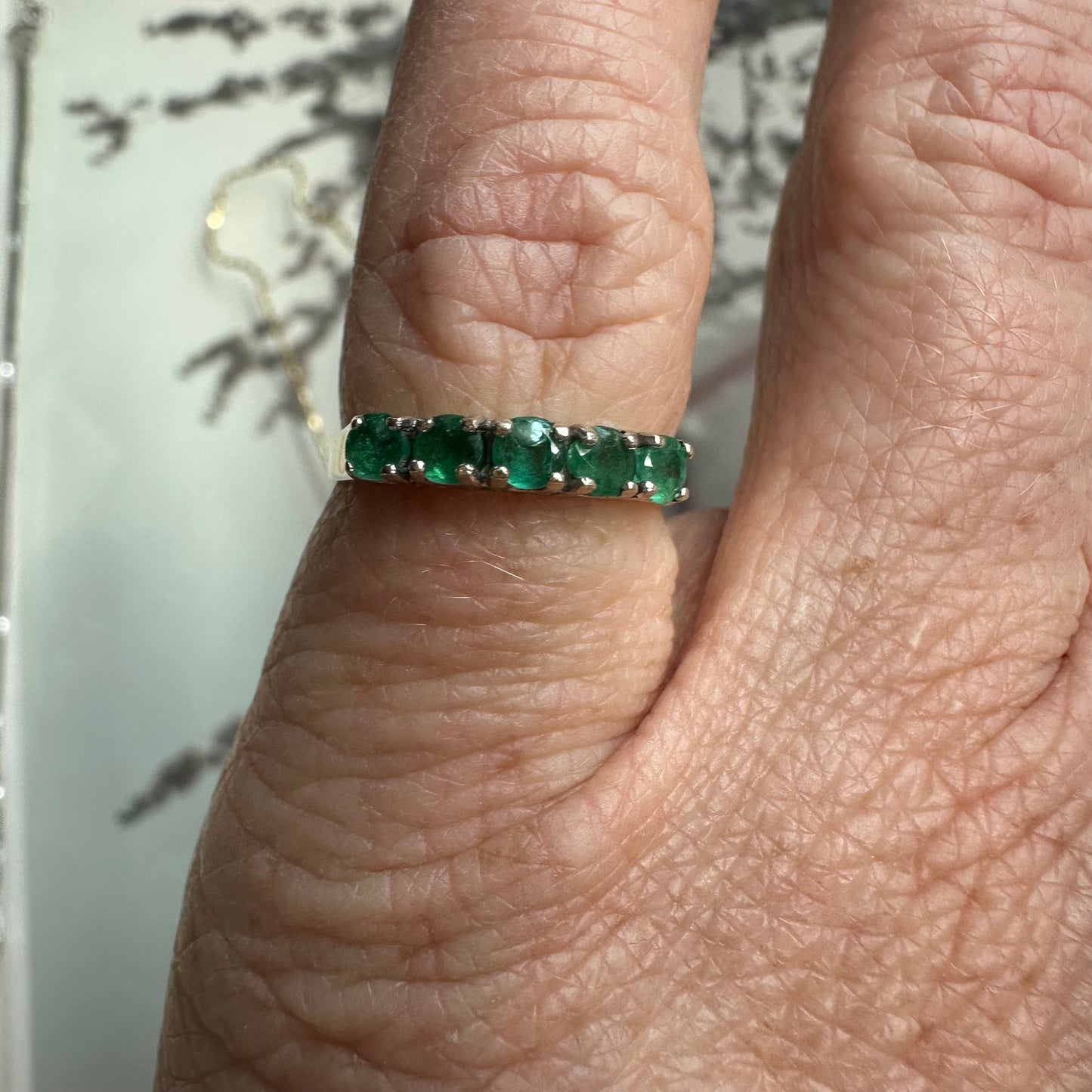 14k gold 5 stone emerald ring size 5.5