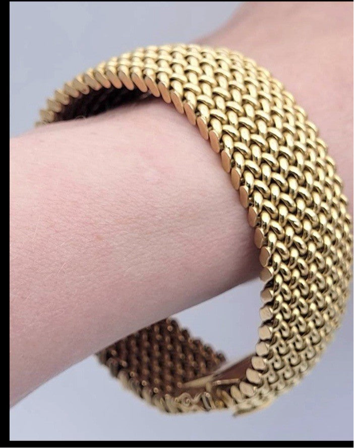 14k Woven thick mesh  Bracelet 40g