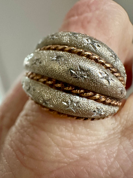Bicolor Bombe Diamond Star Ring size 7.5