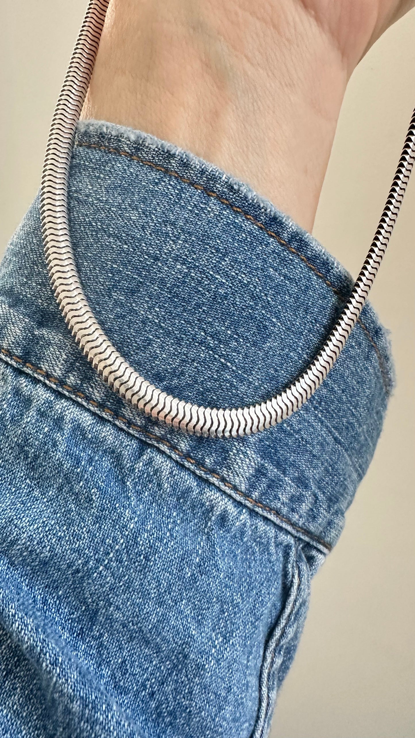 Vintage Sterling snake 16.5” necklace with lobster claps