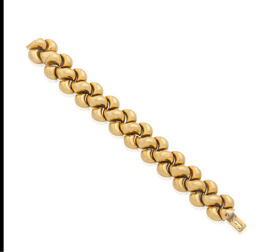 Vintage 18k Swiss fancy link gold bracelet 89g 7.7 inches long