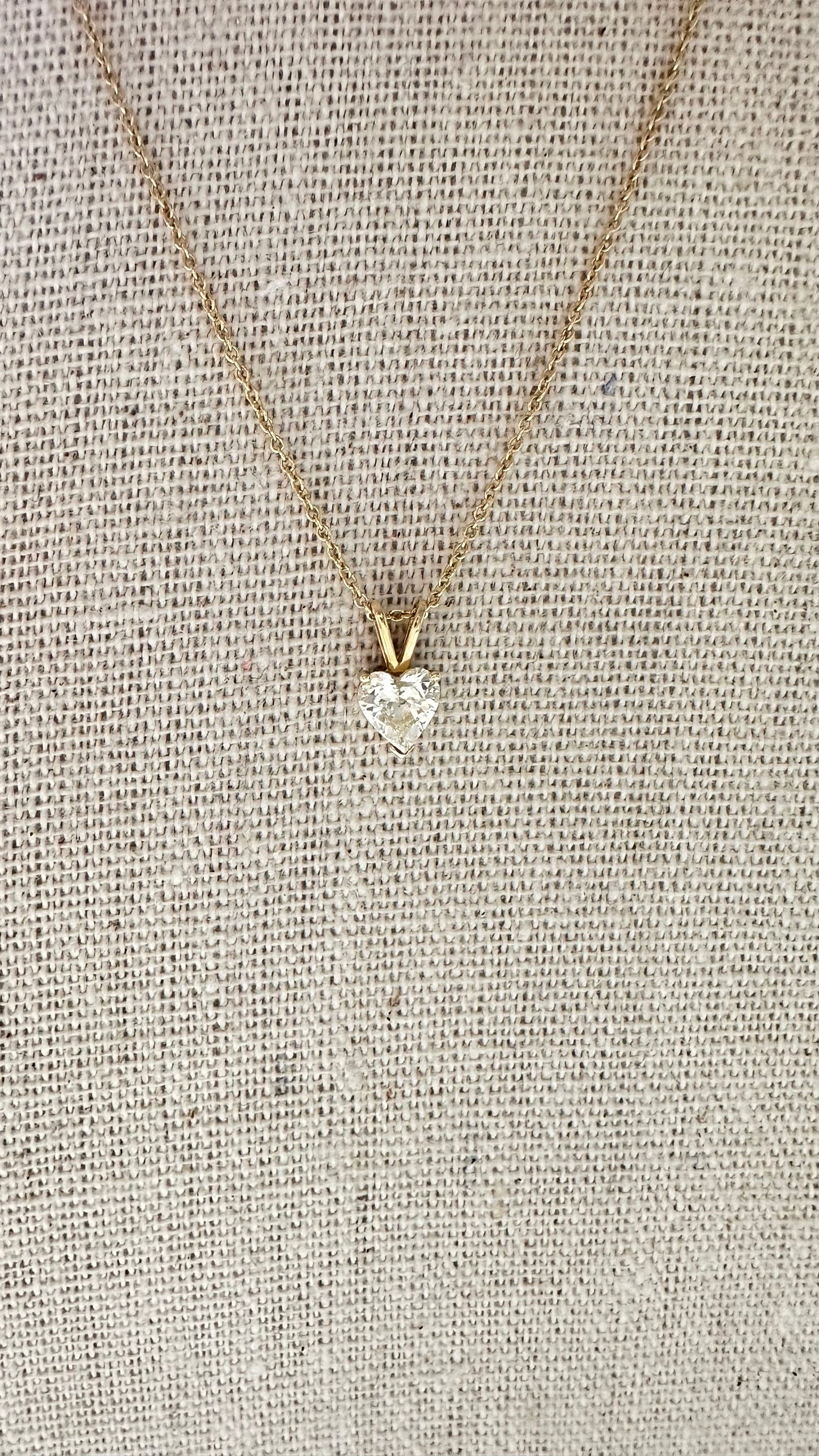 14k Heart Cut natural diamond solitaire necklace