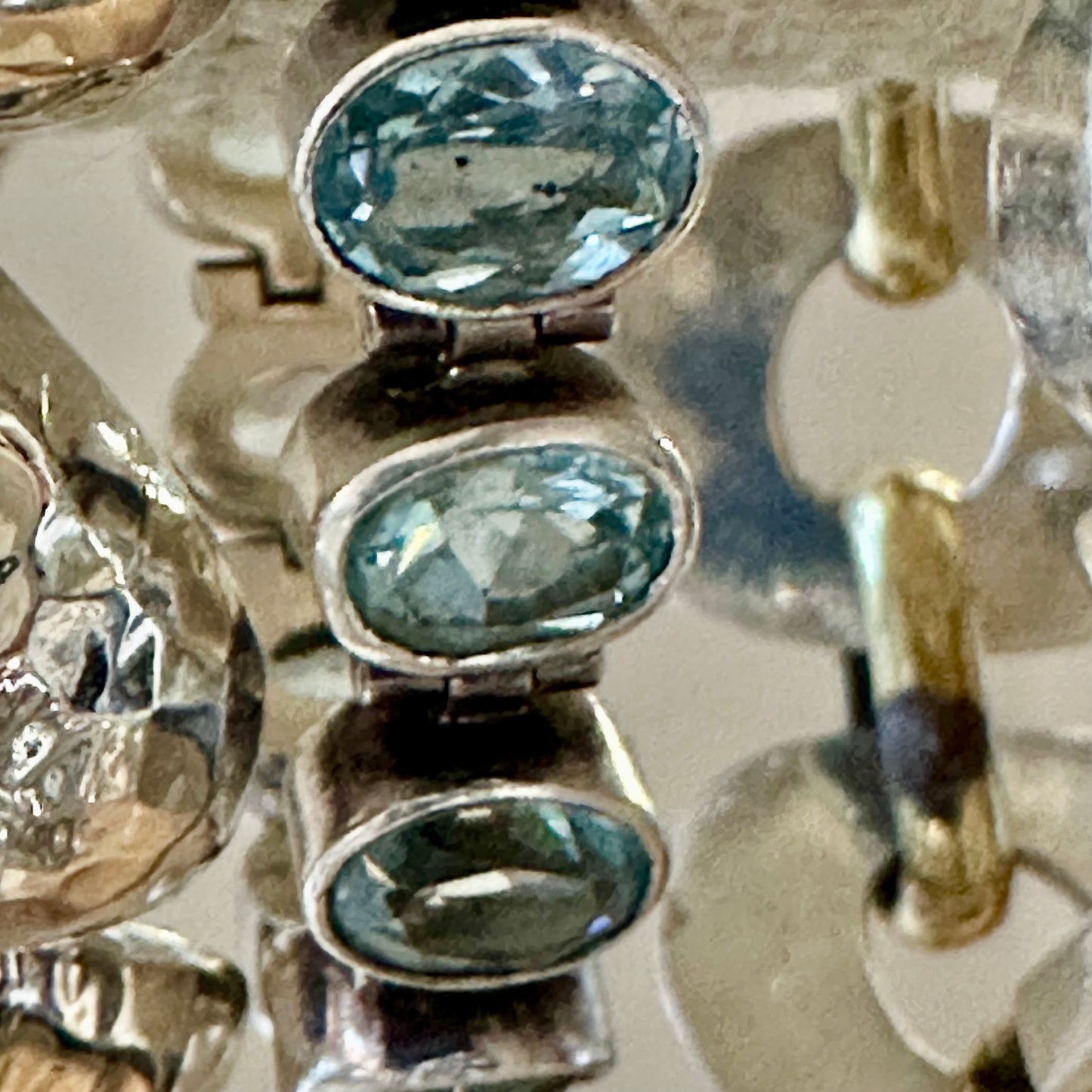 Acleoni Sterling Silver bezel set Blue Topaz  ( 11-12 cttw  ) bezel tennis bracelet